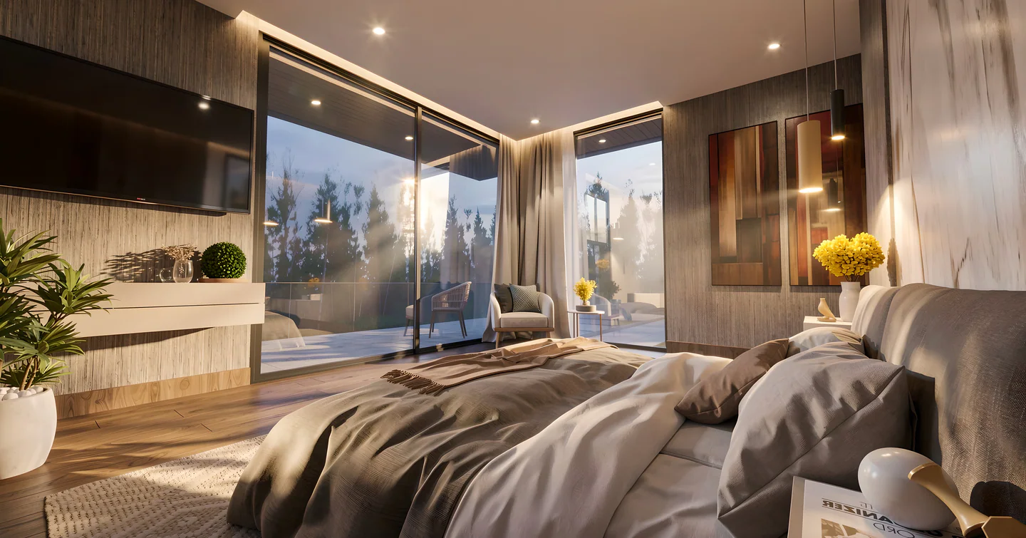 Bedroom at Villa Real 900 with a terrace and natural light